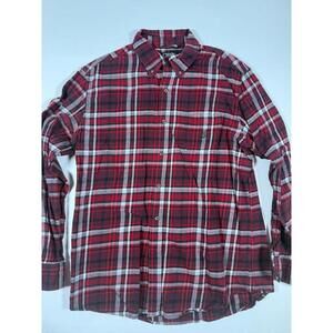 Chaps Performance Men's Red Plaid Button-Up Shirt Large
